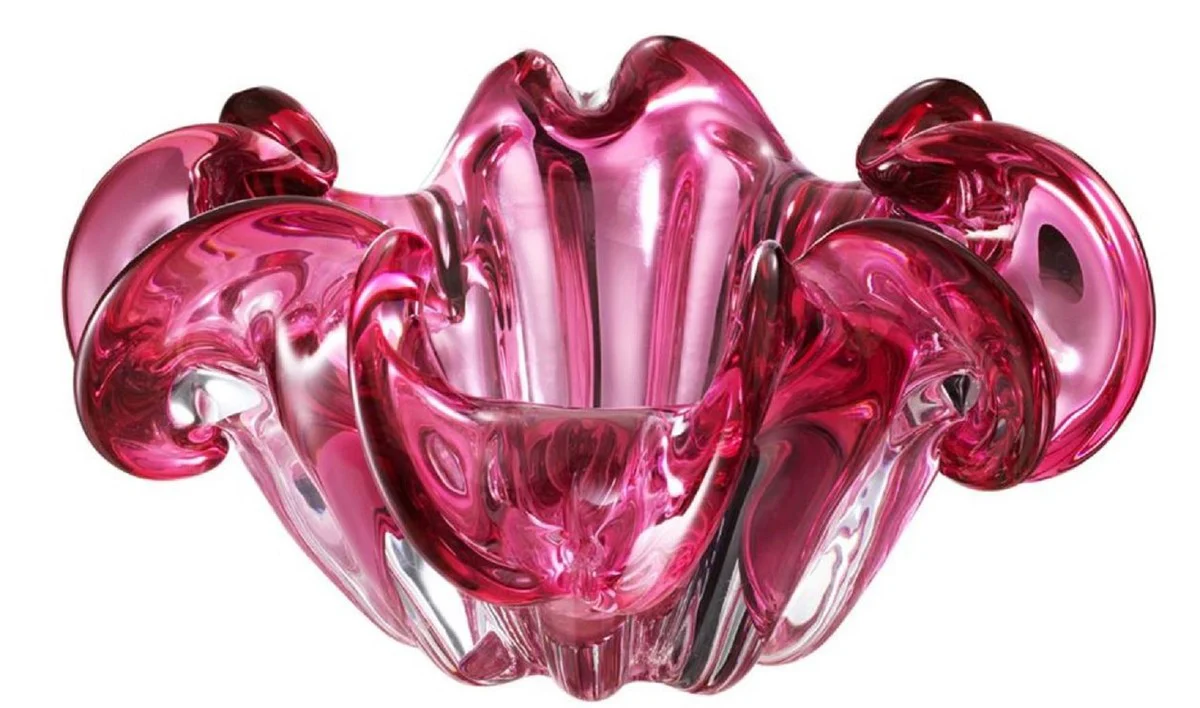 Casa Padrino tazón decorativo hecho de vidrio soplado a la boca rosa Ø 21 x H. 10 cm - Accesorios de Decoración de Lujo