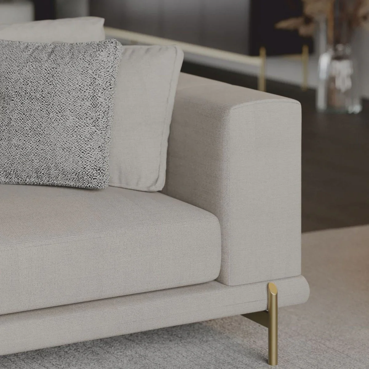 Casa Padrino Sof¨¢ de Lujo Gris / Lat¨®n 260 cm - Muebles de Sal¨®n y Hotel