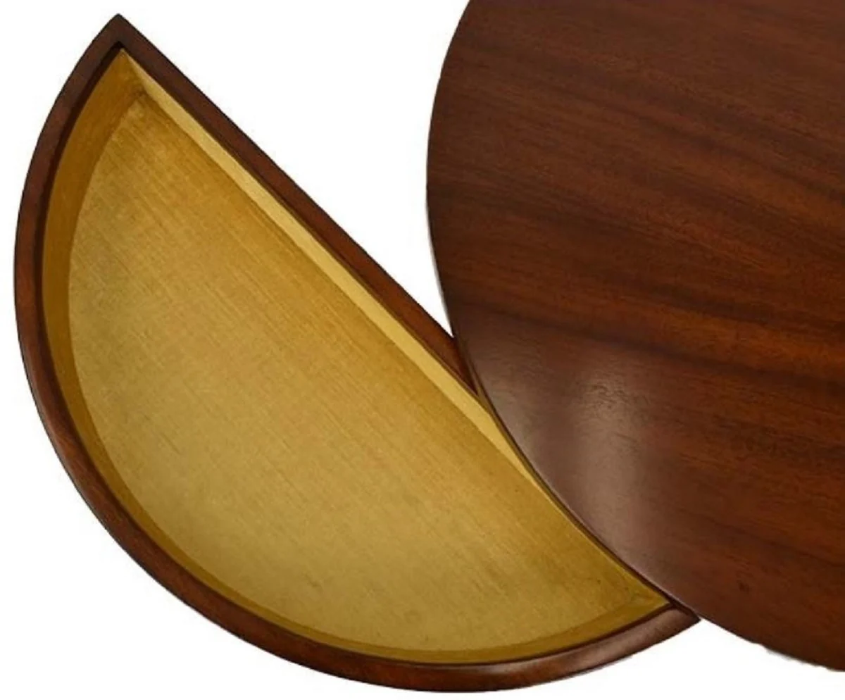 Casa Padrino mesa auxiliar de lujo marr¨®n oscuro ? 54 x H. 54 cm - Mesa Redonda de Caoba con 2 Cajones - Calidad de Lujo