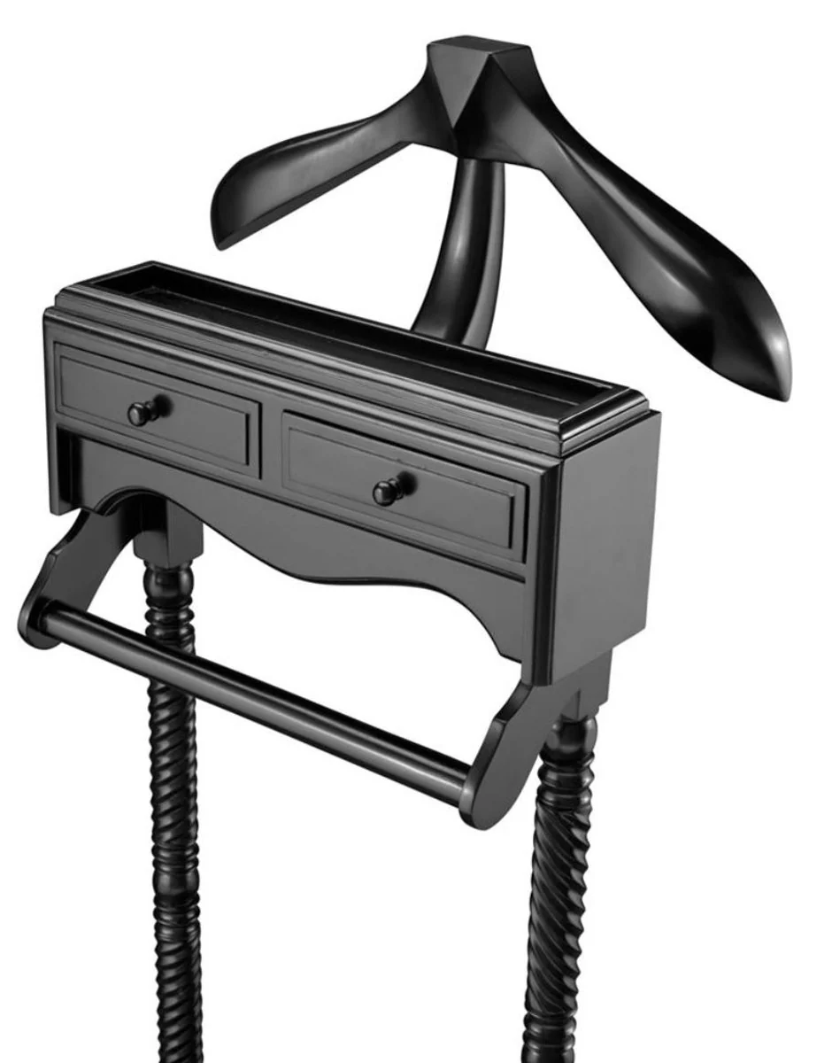 Lujo Casa Padrino galán con 2 cajones negro 51 x 46,5 x H. 123 cm - lujo colección