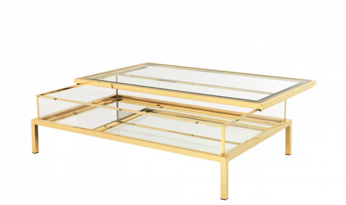 Casa Padrino Art Deco luxury coffee table gold 140 x 85 x H. 41 cm - living room coffee table - Designer Table Furniture