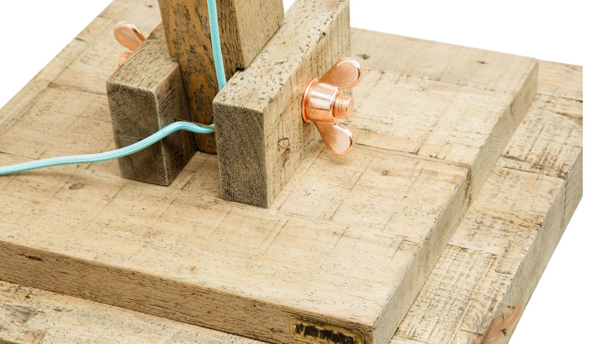 Casa Padrino lámpara de pie de madera de pino colores naturales 190 x 52 x H. 220 cm - Lámpara de Pie de Lujo con Cable Aqua Azul