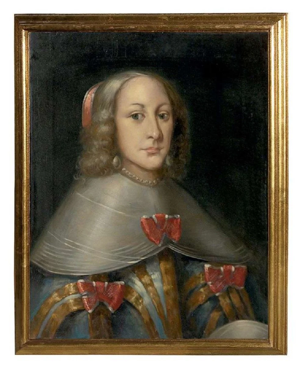 Casa Padrino pintura al óleo barroco de lujo condesa multicolor / oro 55 x A. 65 cm - Cuadro pintado a mano en estilo barroco - Decoración de paredes barrocos