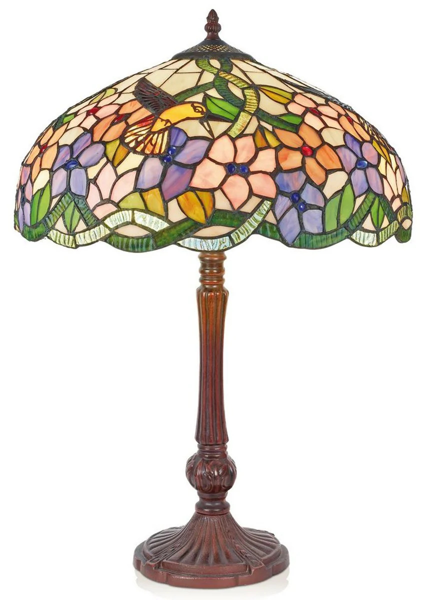 Casa Padrino Tiffany Table Lamp Multicolored Ø 40 x H. 62 cm - Handmade Stool Light