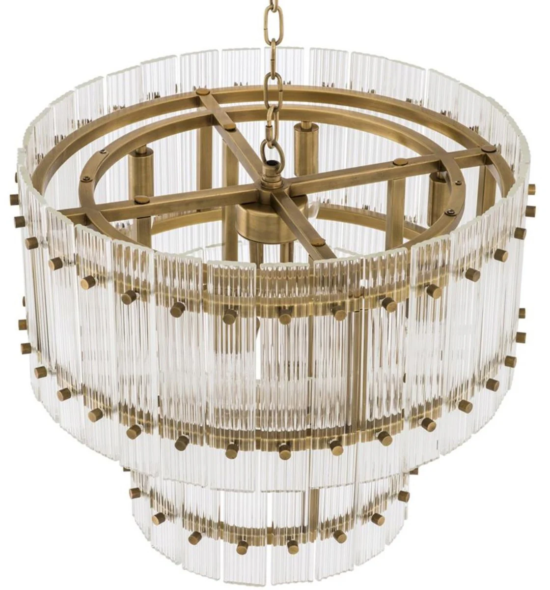 Casa Padrino Araña Latón Antiguo Ø 57 x H. 47 cm - Araña Redonda de Lujo