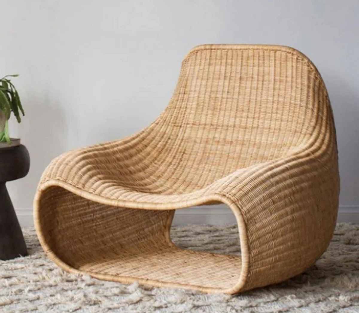 Casa Padrino Sill¨®n de Jard¨ªn de Lujo Natural 104 x 89 x A. 85 cm - Sill¨®n de Rattan - Muebles de Rattan - Muebles de Jard¨ªn y Terraza - Calidad de Lujo - Hecho en Italia