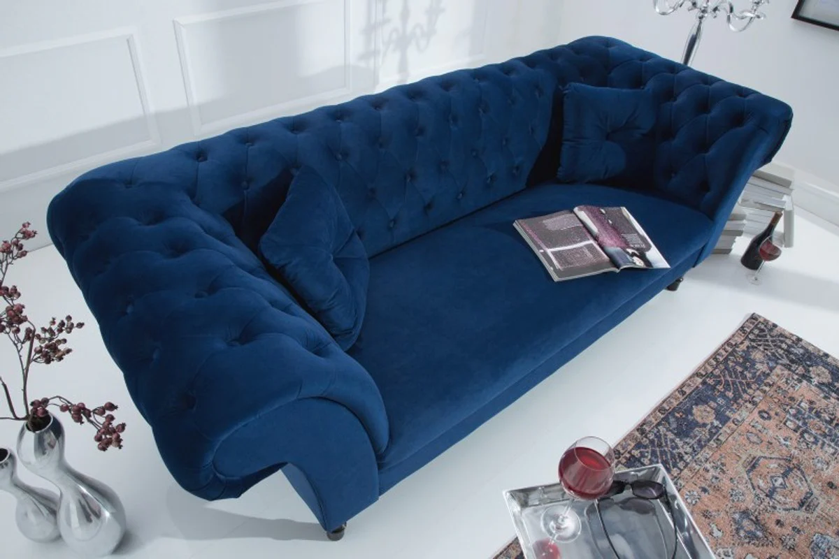 Sof¨¢ Chesterfield Casa Padrino en azul 225 x 90 x H 79 cm - Sof¨¢ Chesterfield de dise?o
