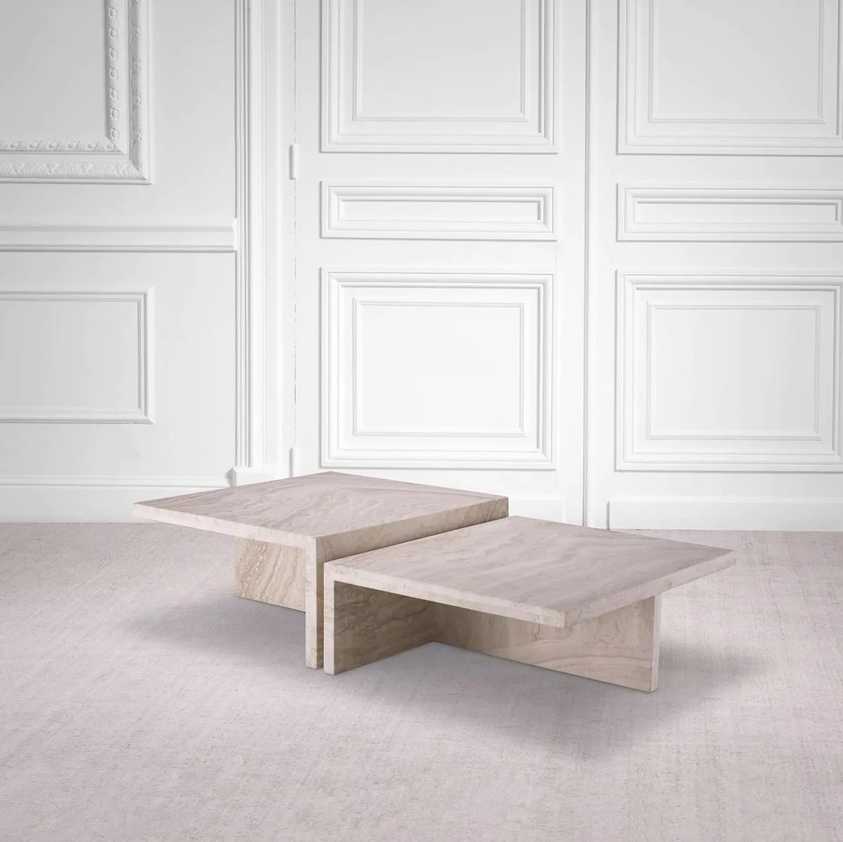 Casa Padrino mesa de centro de travertino de lujo beige 70 x 60 x A. 23,5 cm - Mesa de sal¨®n de piedra natural - Muebles de sal¨®n - Muebles de piedra natural - Muebles de lujo - Instalaci¨®n de lujo