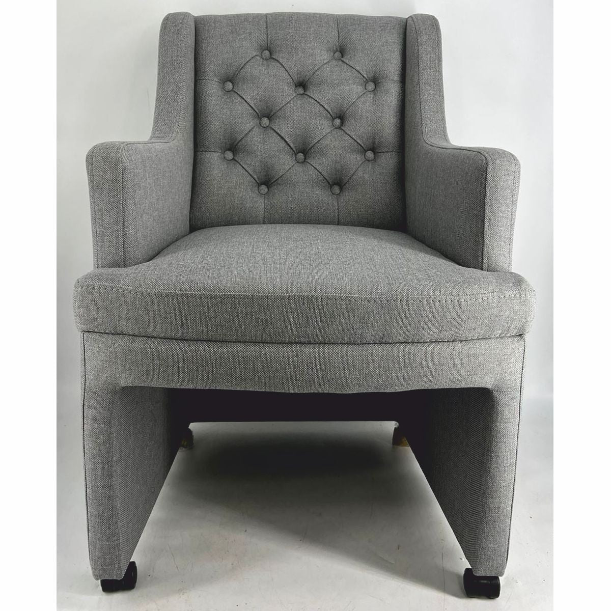 Casa Padrino silla de comedor / silla de oficina Chesterfield con reposabrazos y ruedas gris