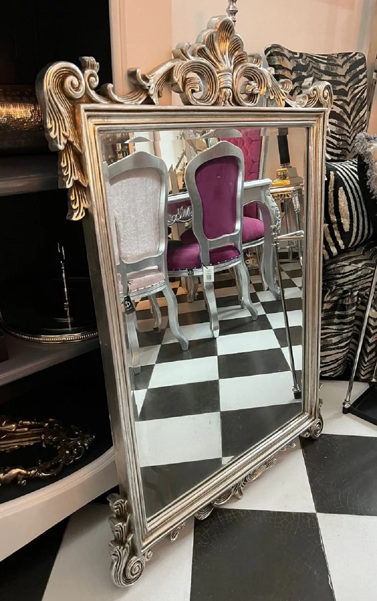 Casa Padrino espejo barroco plata - Espejo de pared hecho a mano con elegantes decoraciones - Magn¨ªfico espejo de pared de estilo barroco - Espejo de guardarropa barroco - Muebles barrocos