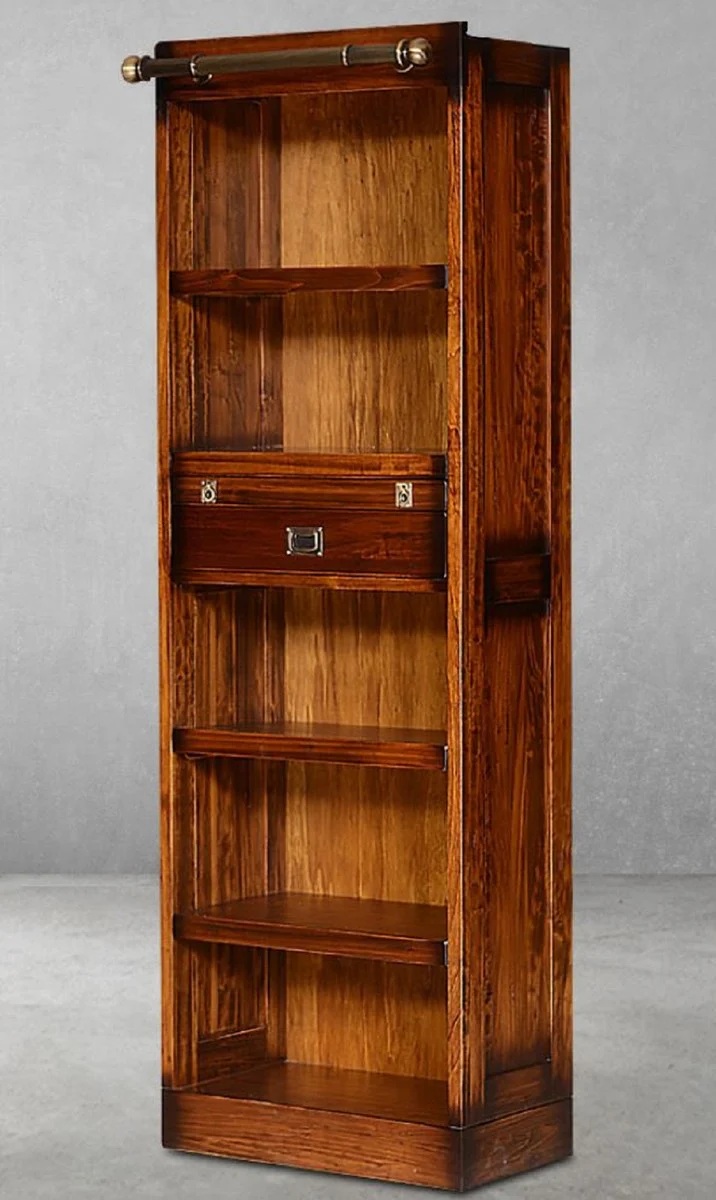 Casa Padrino armario de libros de estilo vintage de lujo marr¨®n / lat¨®n 60 x 34 x A. 185 cm - Armario de sal¨®n - muebles de sal¨®n - muebles de oficina - muebles de estilo vintage de lujo