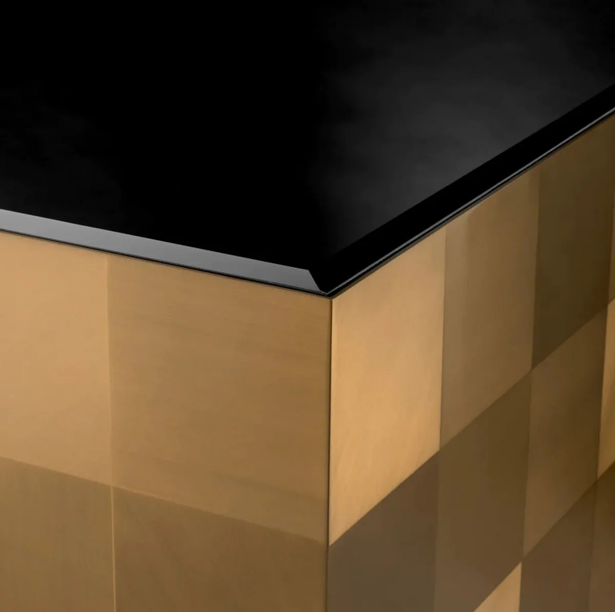 Casa Padrino mesa de centro de lujo con tapa de vidrio lat¨®n / negro 70 x 70 x A. 47,5 cm