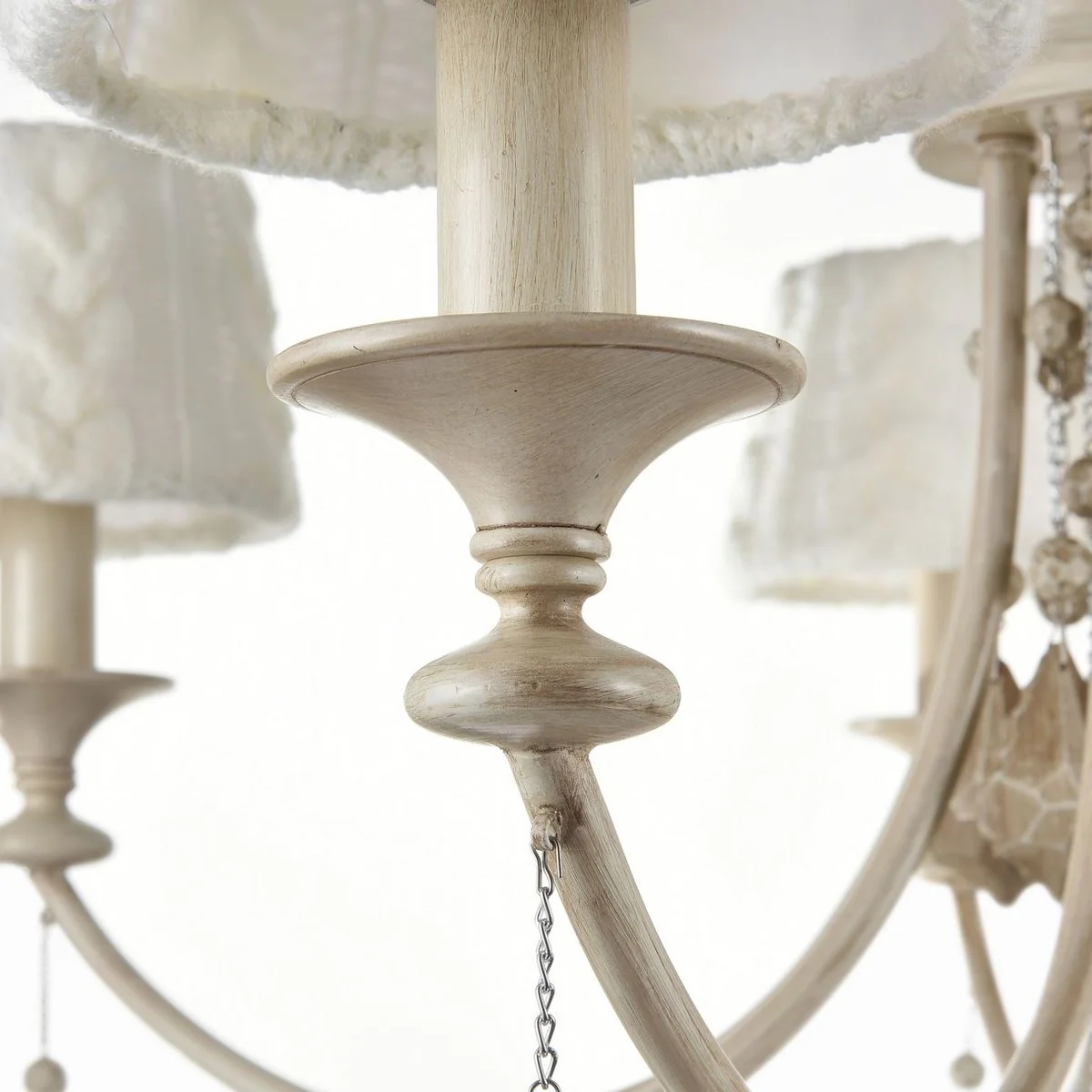 Casa Padrino Baroque Crystal Chandelier 7 Flames Beige Ø 87 x H. 59 cm - Baroque Style Furniture