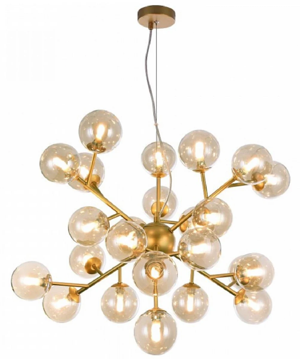 Casa Padrino lámpara colgante de salón oro Ø 65 x H. 40 cm - Lámpara Colgante con Pantallas Esféricas