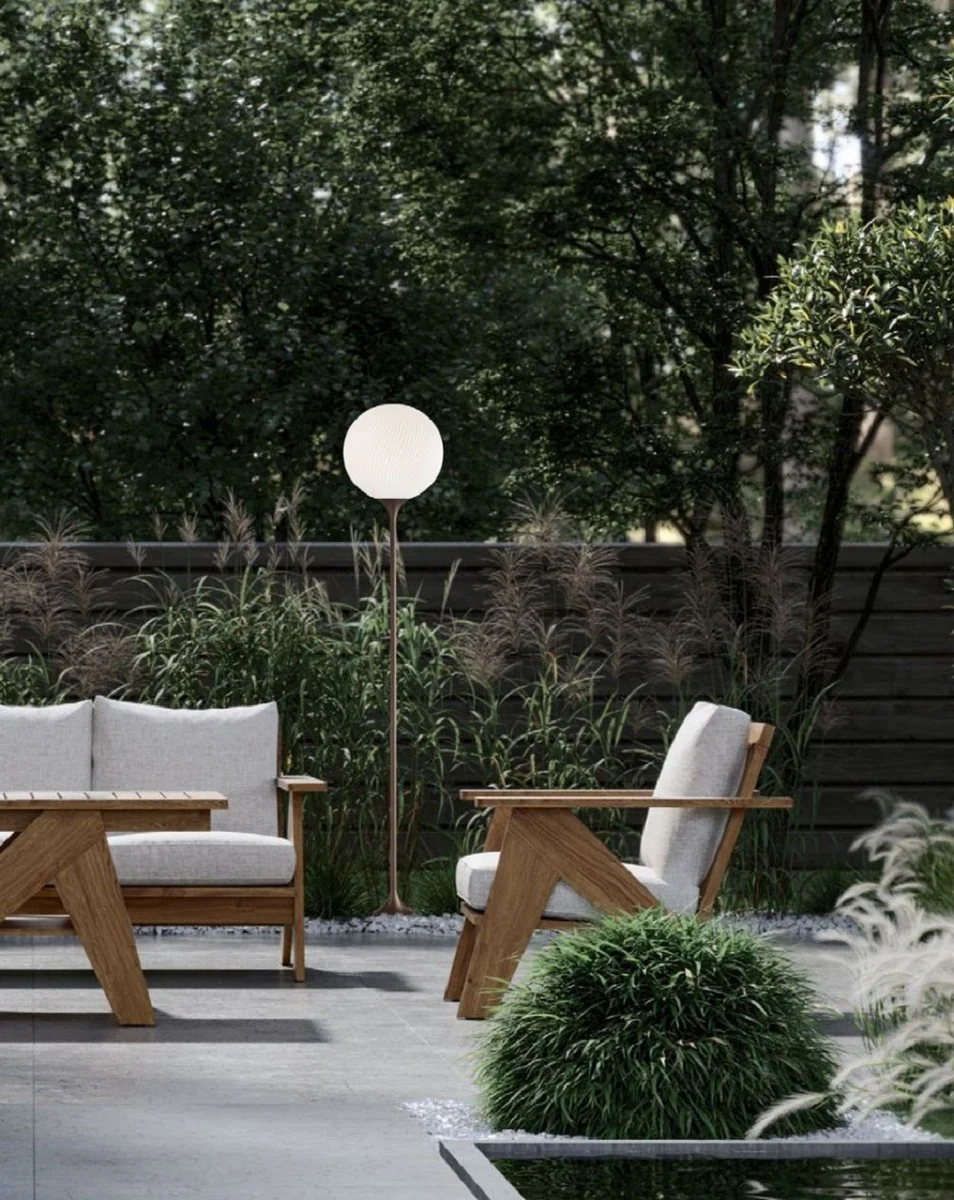 Casa Padrino l¨¢mpara de pie de exterior de lujo marr¨®n / blanco ? 30 x A. 160 cm - Elegante linterna de jard¨ªn - Iluminaci¨®n de jard¨ªn - Iluminaci¨®n exterior - Calidad de lujo - Hecho en Italia