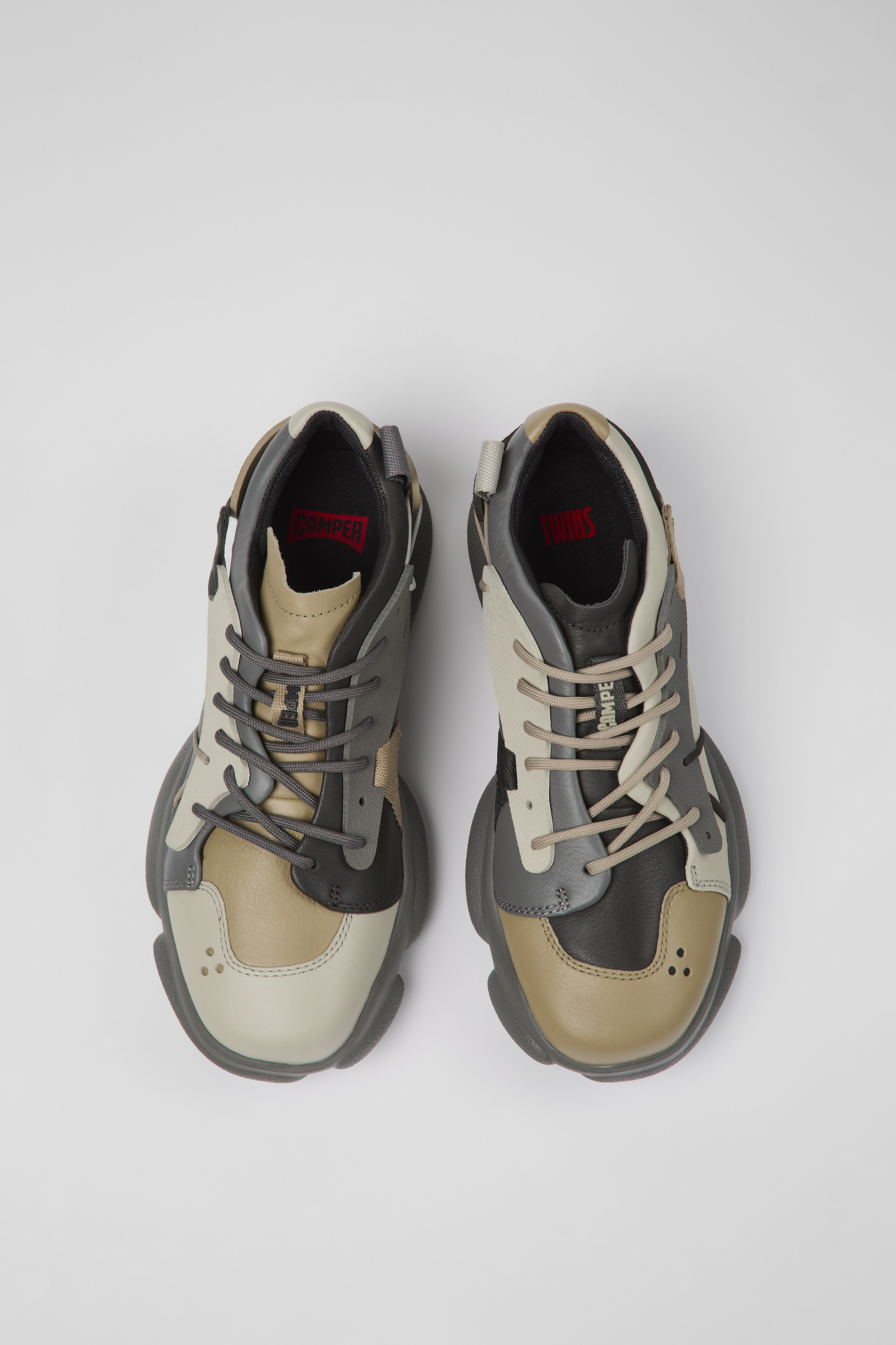 Twins - Multicolored leather and textile sneakers for women