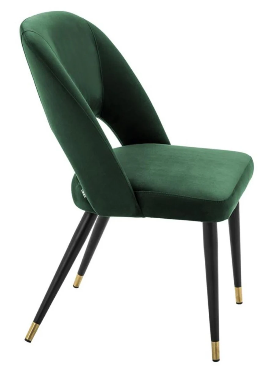 Casa Padrino luxury dining chair green / black 52 x 58 x H. 85 cm - Luxury Dining Room Furniture
