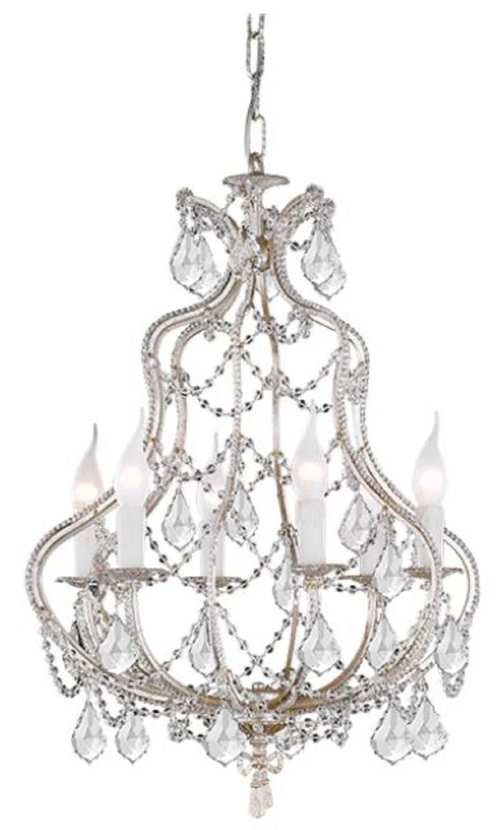 Casa Padrino araña de luces de cristal barroco de lujo plata Ø 47 x A. 65 cm - Magnífica lámpara de araña con cristal de Bohemia - Calidad de lujo