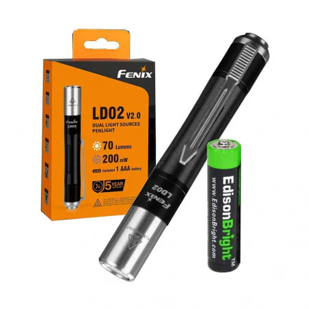 Fenix LD02 V2.0 Doble Luz Blanca Ultravioleta EDC - Linterna bolígrafo