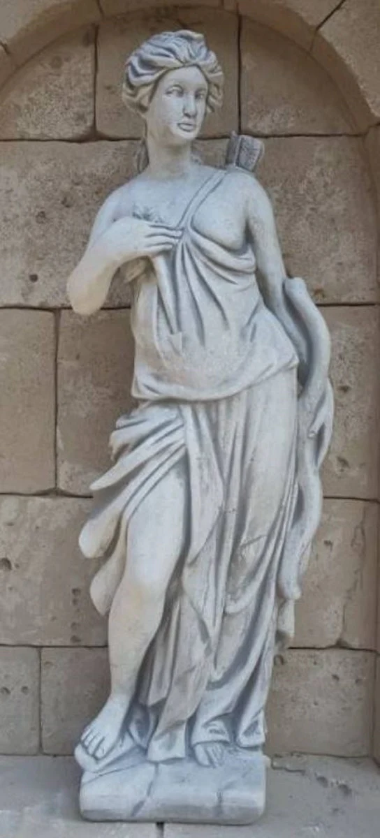 Casa Padrino Escultura de Decoración de Jardín Art Nouveau Mujer con Carcaj Gris A. 141 cm - Elegante Decoración de Jardín Figura - Accesorios de Decoración de Jardín Barrocos y Art Nouveau