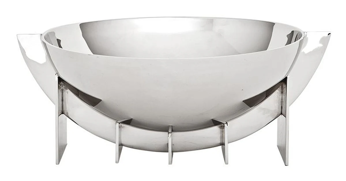 Casa Padrino tazón decorativo de lujo de acero inoxidable plata 30 x 25 x A. 11,5 cm - calidad de lujo