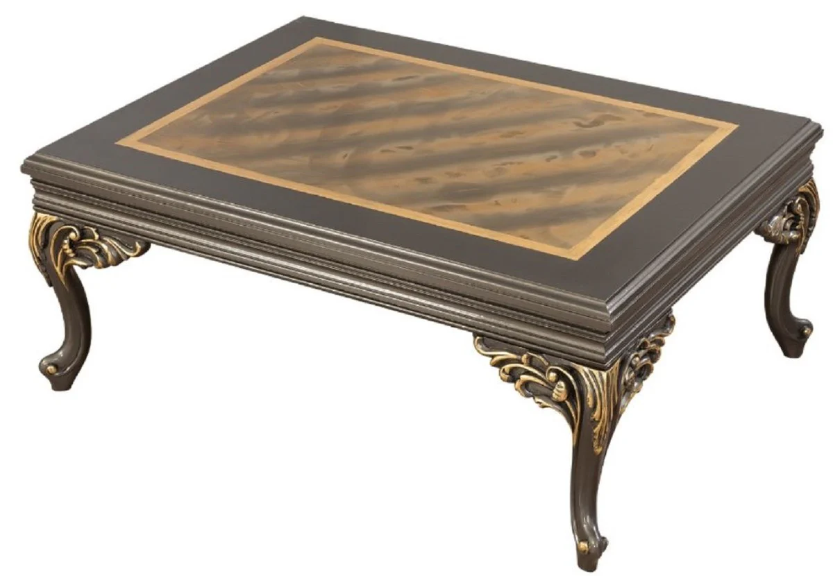 Casa Padrino mesa de centro barroco de lujo gris / oro 110 x 84 x A. 48 cm - Magn¨ªfica mesa de sal¨®n hecha a mano en estilo barroco - Muebles Barrocos