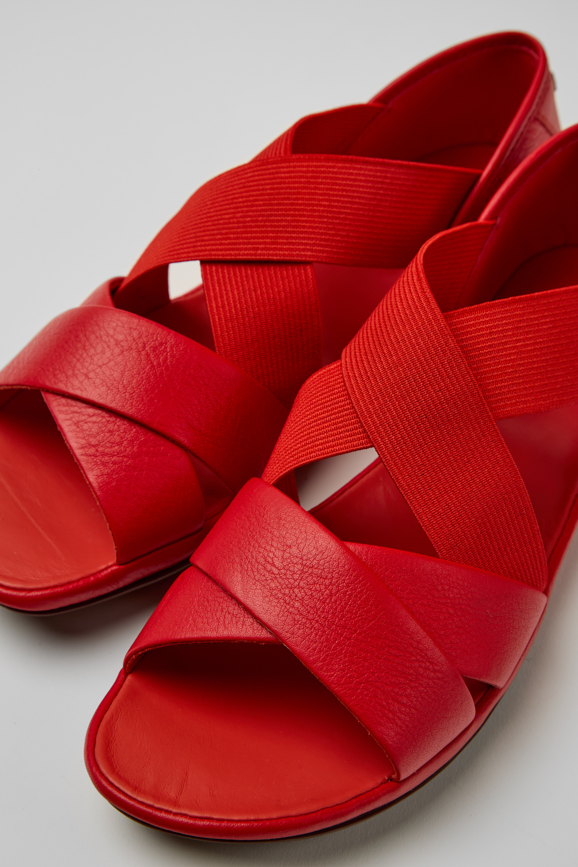 Right - Red leather sandals for women