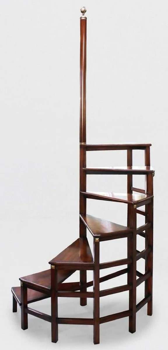 Casa Padrino Escalera de Biblioteca de Caoba de Lujo Marr¨®n Oscuro 103 x 55 x A. 252 cm - Escalera de Biblioteca de Madera Maciza - Muebles de Oficina - Muebles de Lujo - Interiores de Oficina