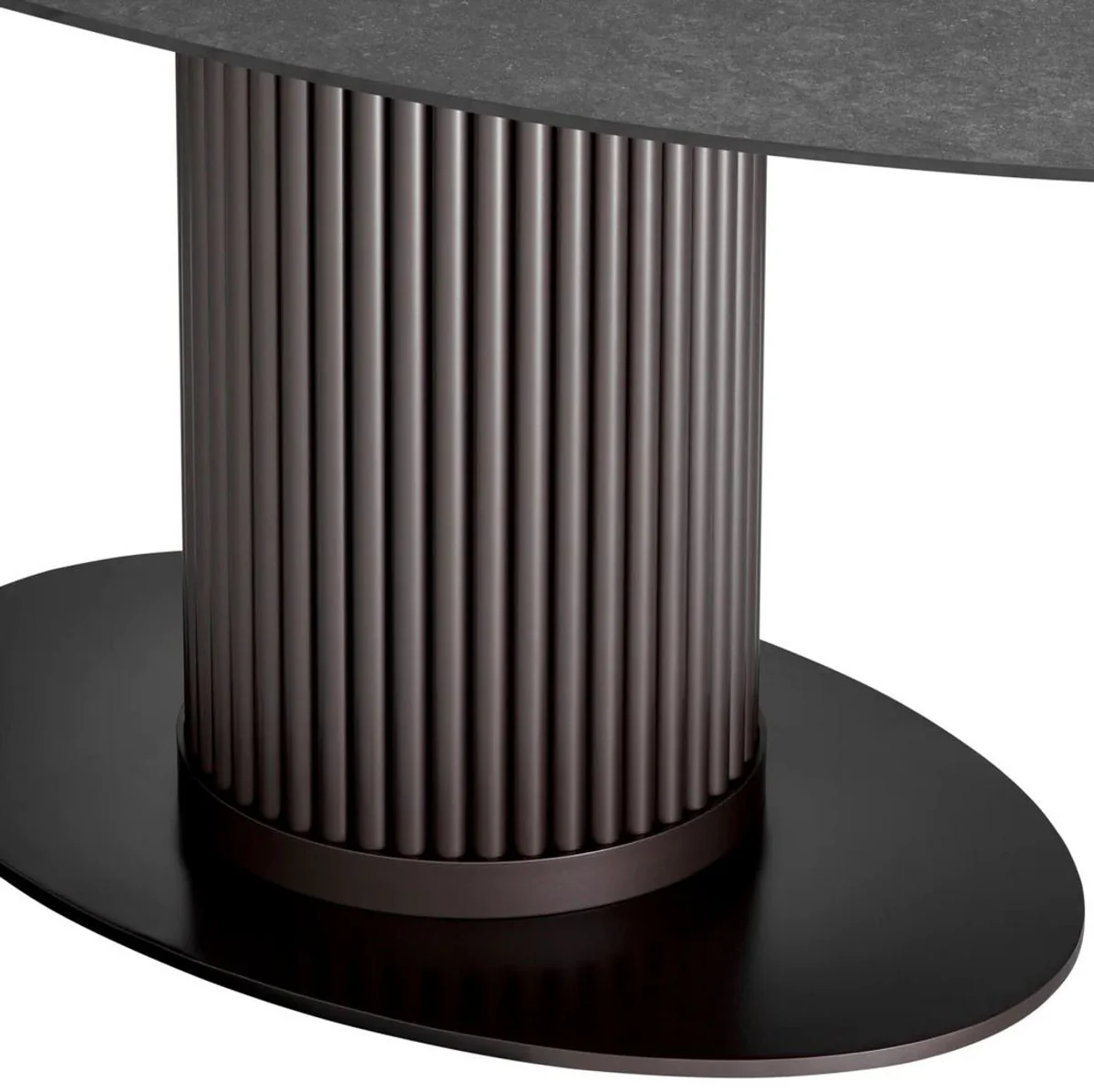 Casa Padrino mesa de comedor de lujo negro / bronce 200 x 119 x A. 78,5 cm - Mesa de cocina ovalada con tablero de cer¨¢mica con aspecto de m¨¢rmol - Muebles de comedor de lujo - Calidad de lujo