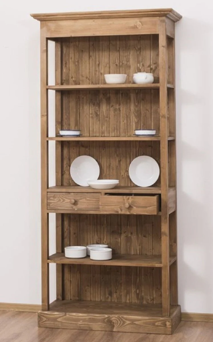 Casa Padrino armario de estilo campestre marr¨®n 91 x 39 x A. 197 cm - Armario de comedor de madera maciza de estilo campestre - Muebles de madera maciza de estilo campestre