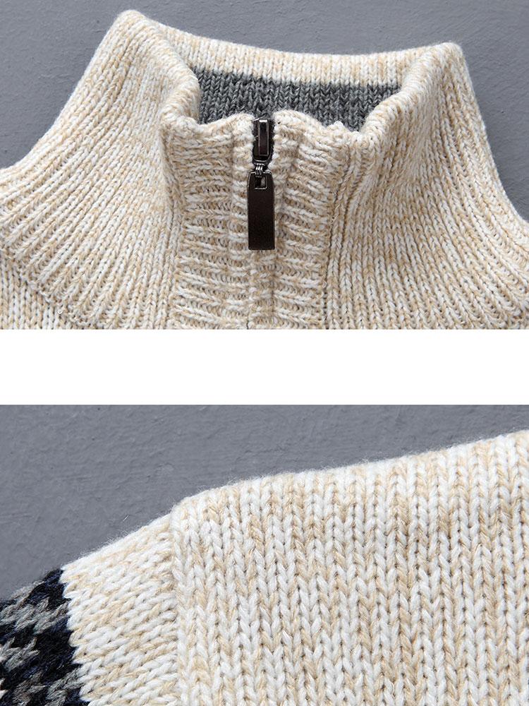 Christmas Moose Print Half Zip Sweater