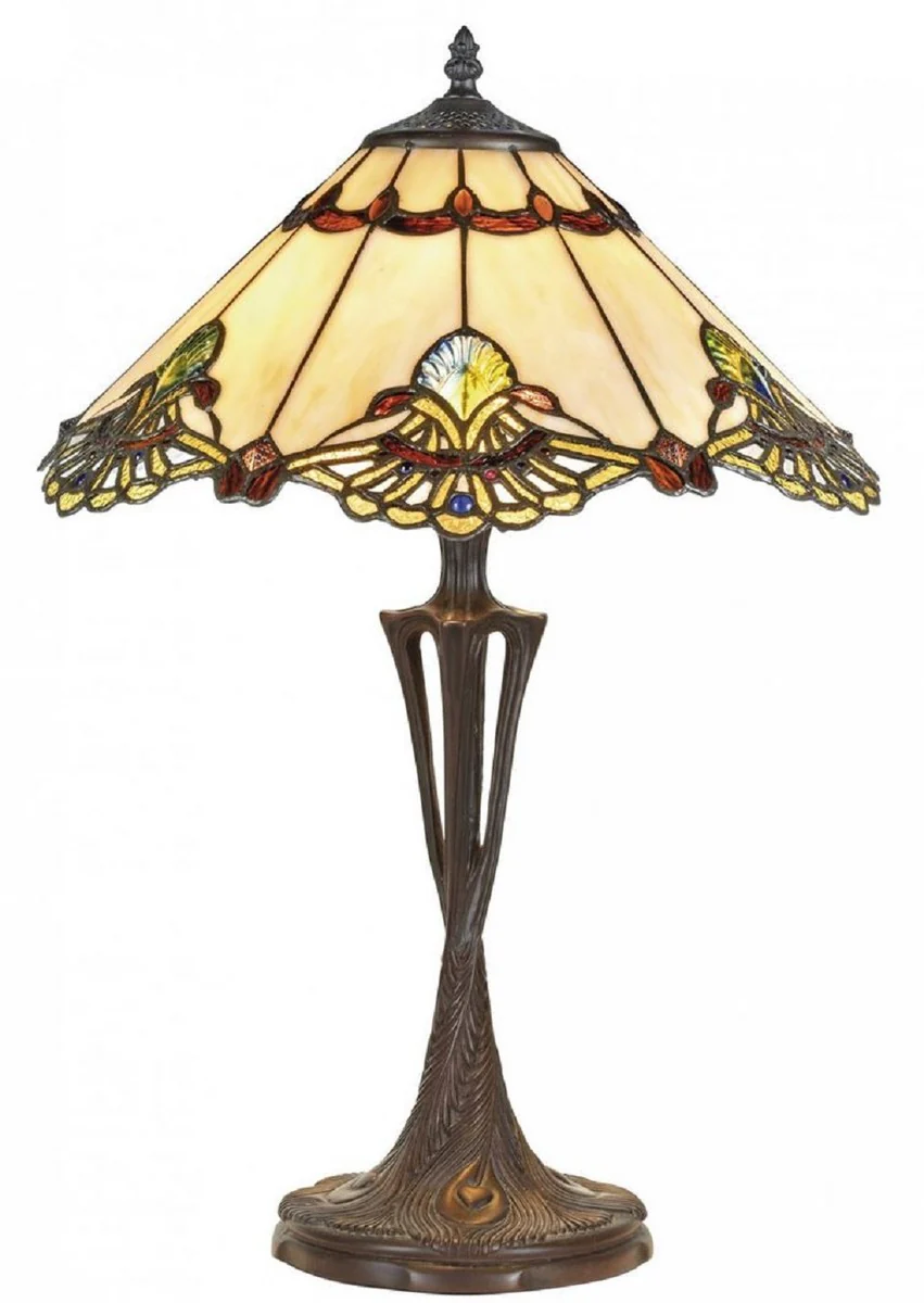Casa Padrino lámpara de mesa Tiffany de lujo multicolor Ø 40 x H. 60 cm - Calidad de Lujo