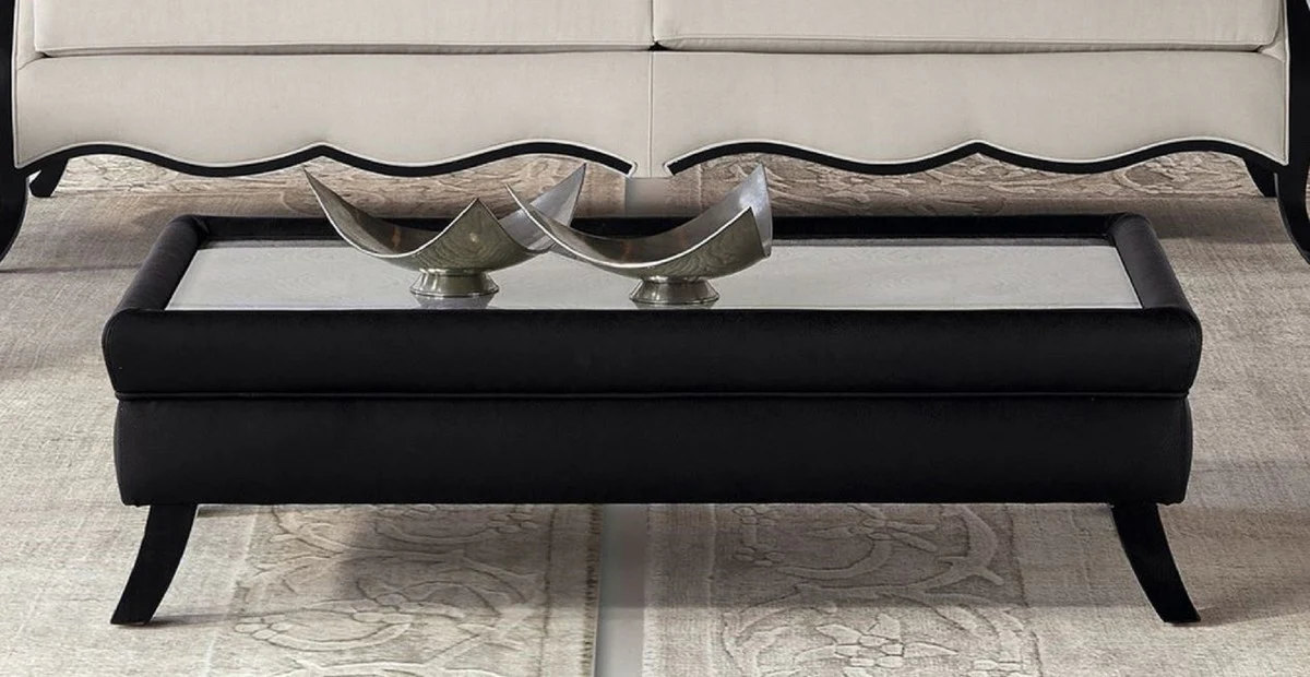 Casa Padrino mesa de centro Art Deco de lujo con tapa de vidrio negro - Hecho en Italia