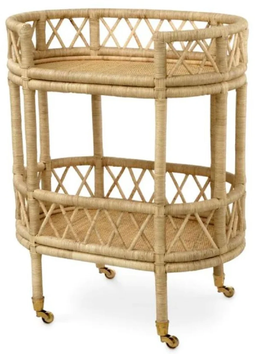Casa Padrino carrito de servicio de rat¨¢n de lujo natural 70 x 44 x A. 88 cm