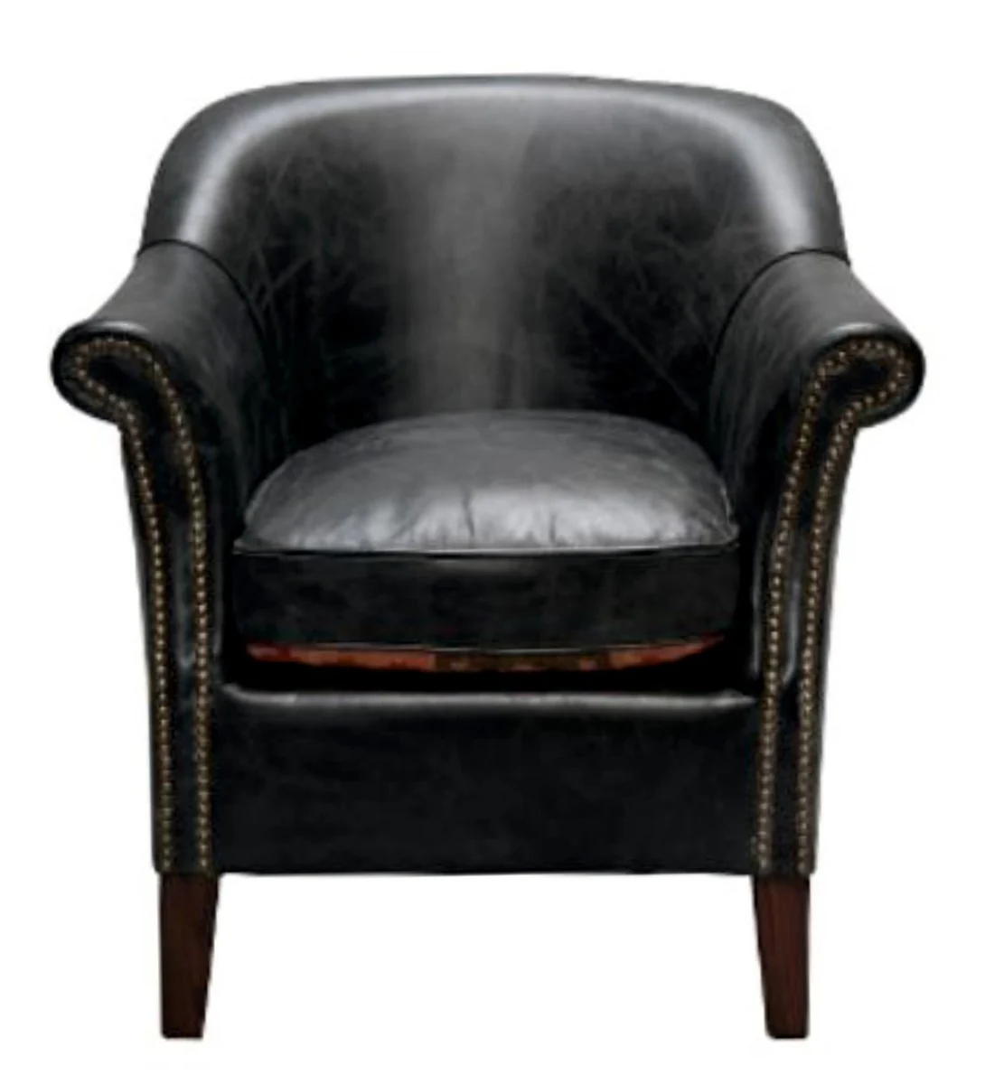 Casa Padrino luxury genuine leather armchair black 75 x 75 x H. 78 cm - Leather Furniture