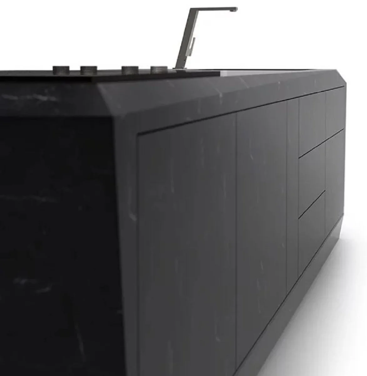 Casa Padrino bloque de cocina de lujo fabricado en m¨¢rmol marquina de alta calidad negro 270 x 100 x A. 75 cm - Muebles de comedor de m¨¢rmol de lujo - Muebles de Hotel - Calidad de Lujo