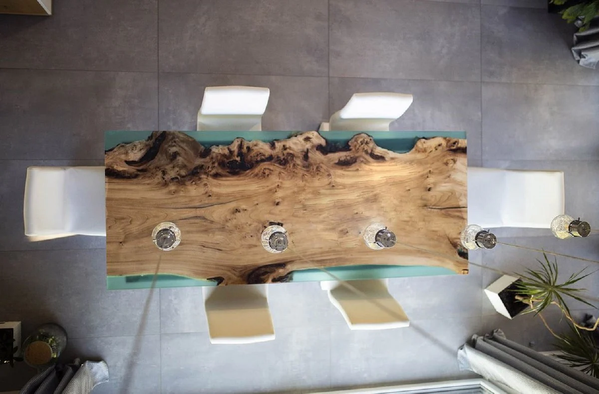 Casa Padrino mesa de comedor de lujo natural / marr¨®n / verde 200 cm