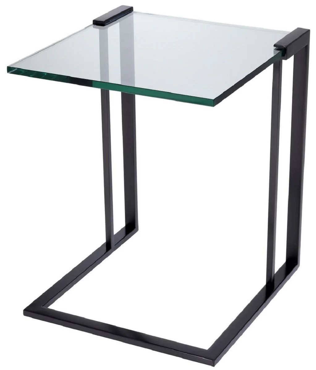 Casa Padrino mesa auxiliar de lujo bronce 45 x 45,5 x A. 56,5 cm - Mesa de acero inoxidable con tapa de vidrio - Muebles de sal¨®n de lujo