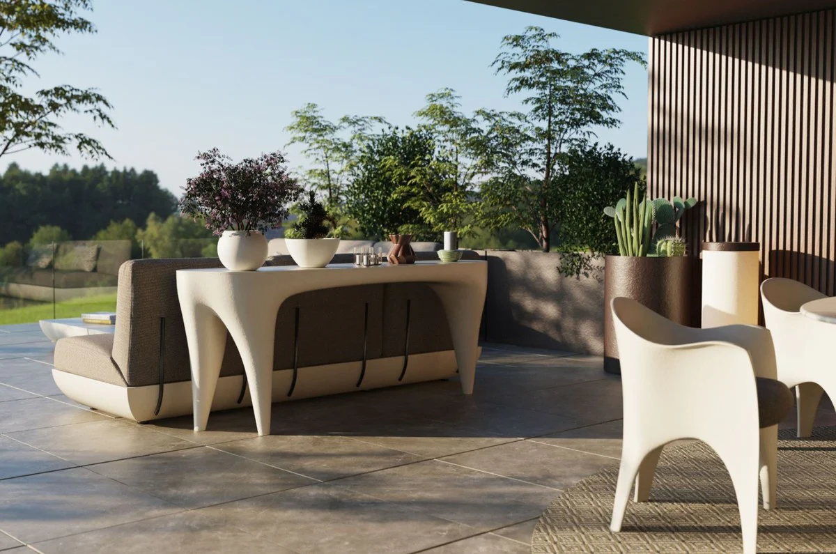 Casa Padrino consola de jard¨ªn de lujo blanco mate 200 cm