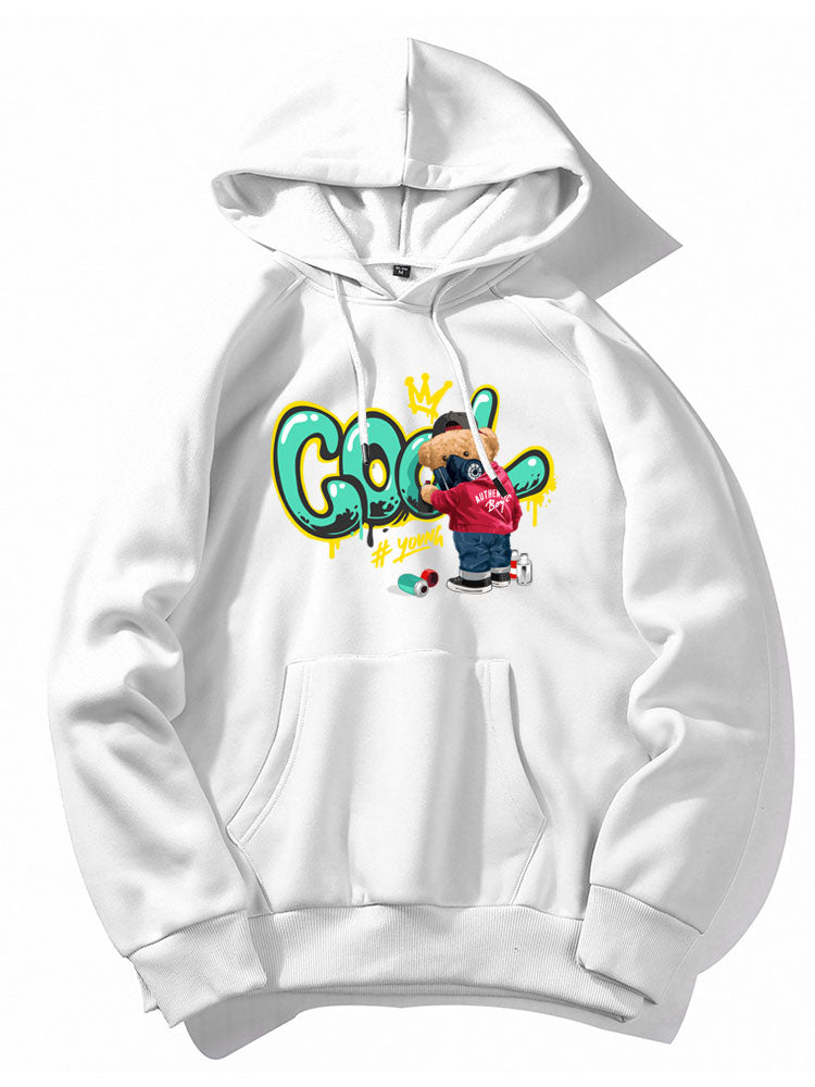 Graffiti Bear Print Hoodie