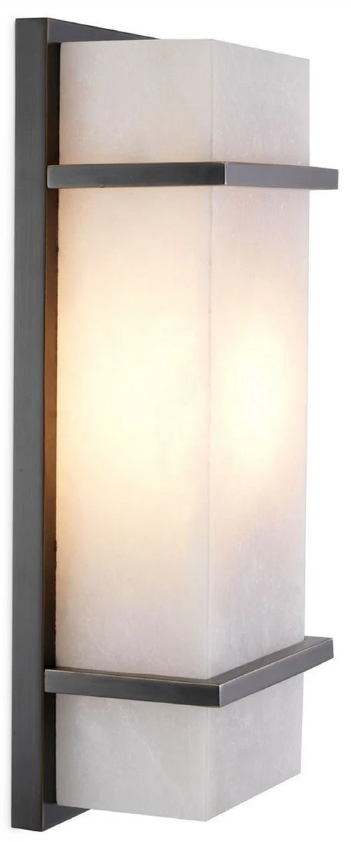 Casa Padrino lámpara de pared de lujo bronce / alabastro 13 x 9 x A. 34 cm - Elegante lámpara de pared con pantalla de alabastro - Luces de Lujo