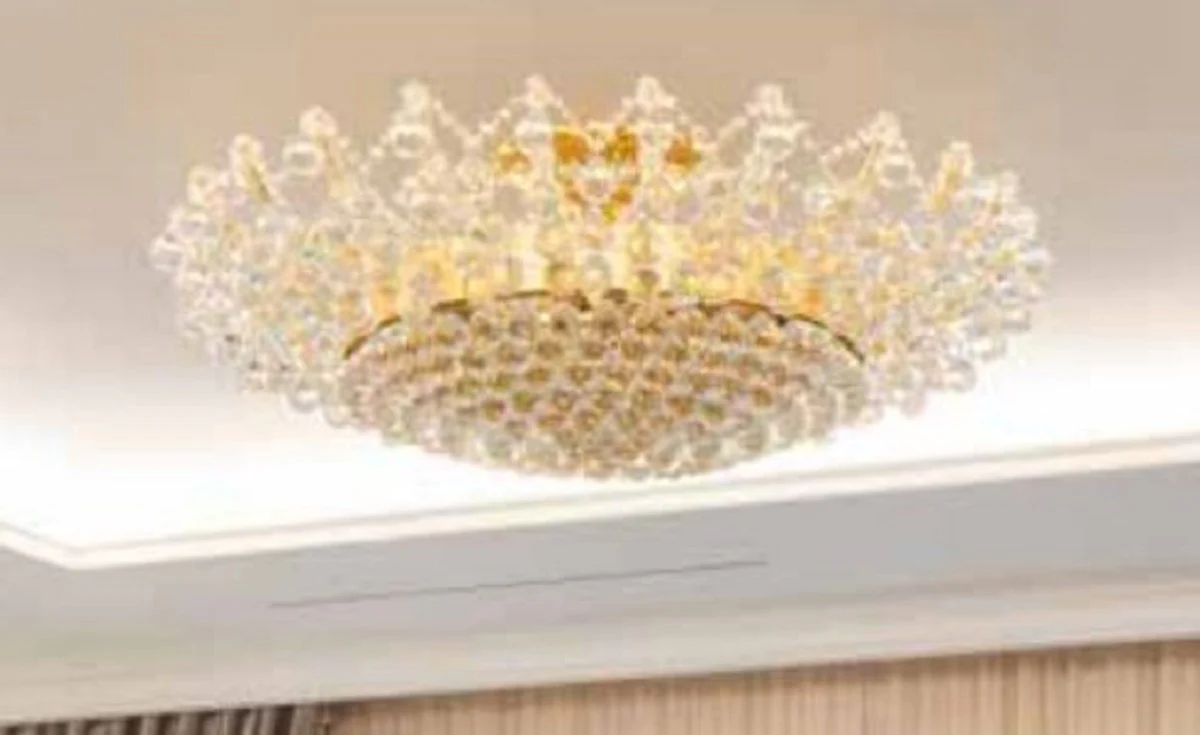 Casa Padrino lámpara de techo de cristal barroco de lujo oro / plata Ø 105 x A. 35 cm - Lámpara de techo redonda con cristal veneciano - Noble y Magnífica - Calidad de Lujo - Hecho en Italia