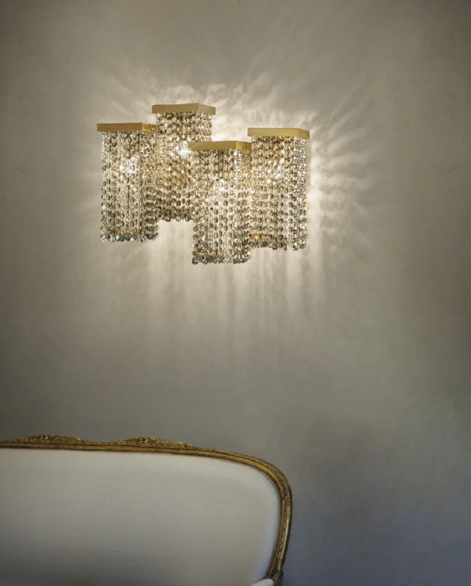 Casa Padrino lámpara de pared de cristal de lujo latón 50 x 23 x A. 40 cm - Aplique de salón - Aplique de hotel - Aplique de restaurante - Lámparas de lujo - Calidad de lujo - Hecho en Italia