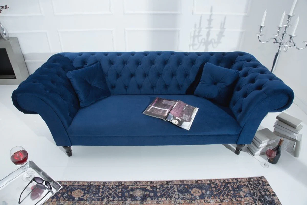 Sof¨¢ Chesterfield Casa Padrino en azul 225 x 90 x H 79 cm - Sof¨¢ Chesterfield de dise?o