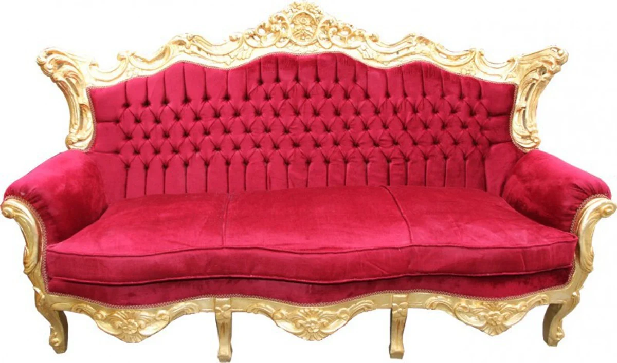 Casa Padrino Baroque sofa Master Bordeaux Red / Gold Mod2 - Living Room Furniture Loung couch
