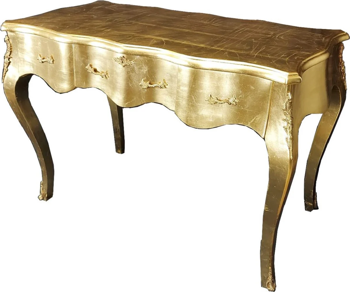 Casa Padrino secretaria barroco oro - Escritorio de estilo barroco hecho a mano con 3 cajones - Muebles de oficina en estilo barroco - Muebles barrocos - Muebles de oficina en estilo barroco