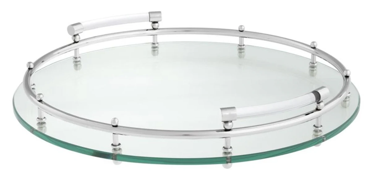 Casa Padrino bandeja / bandeja de servicio de lujo plata Ø 40 x H. 7 cm - Accesorios Para la Gastronomía