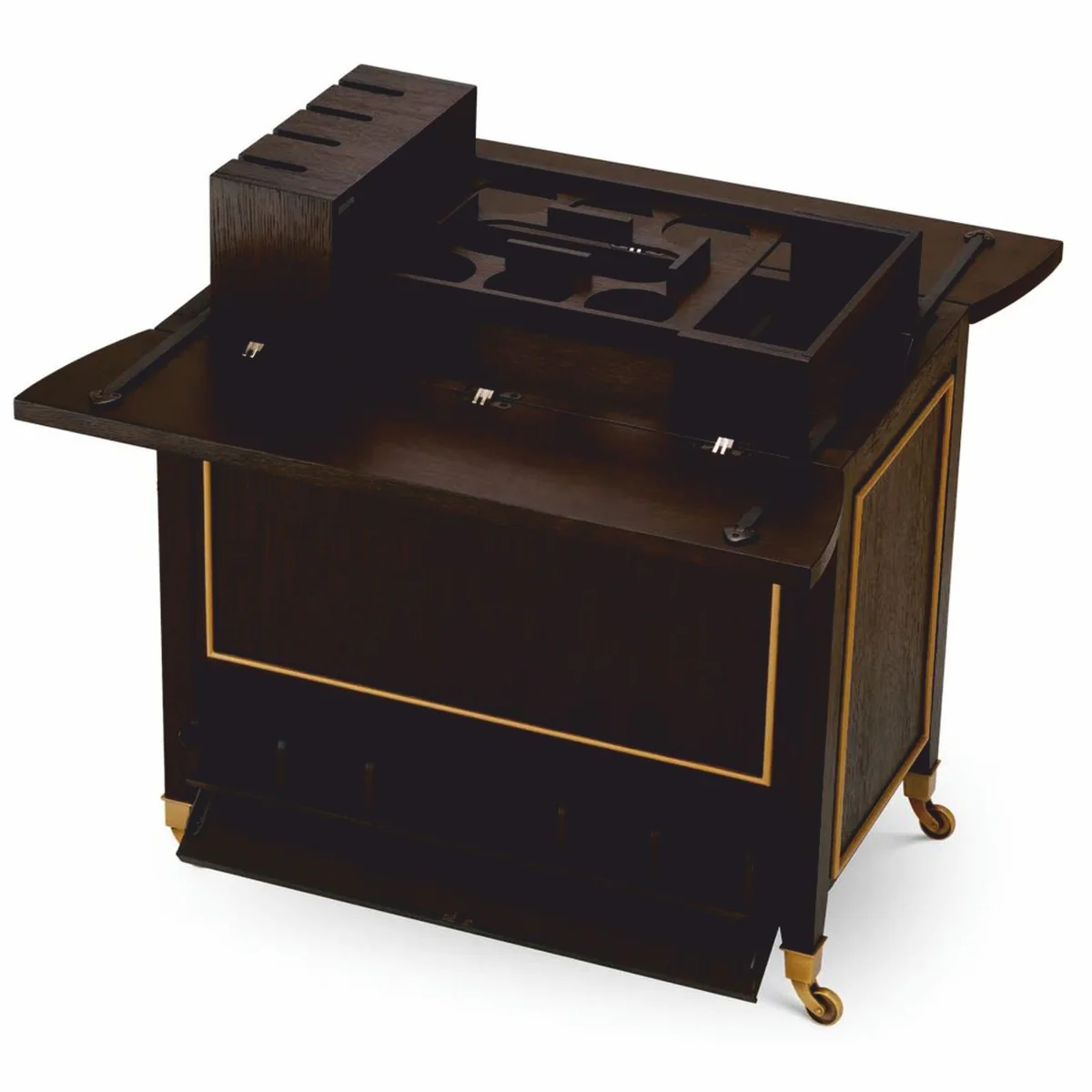 Casa Padrino Carrito de Servicio de Lujo Marr¨®n Oscuro / Lat¨®n 90,5 cm - Carrito de Hotel