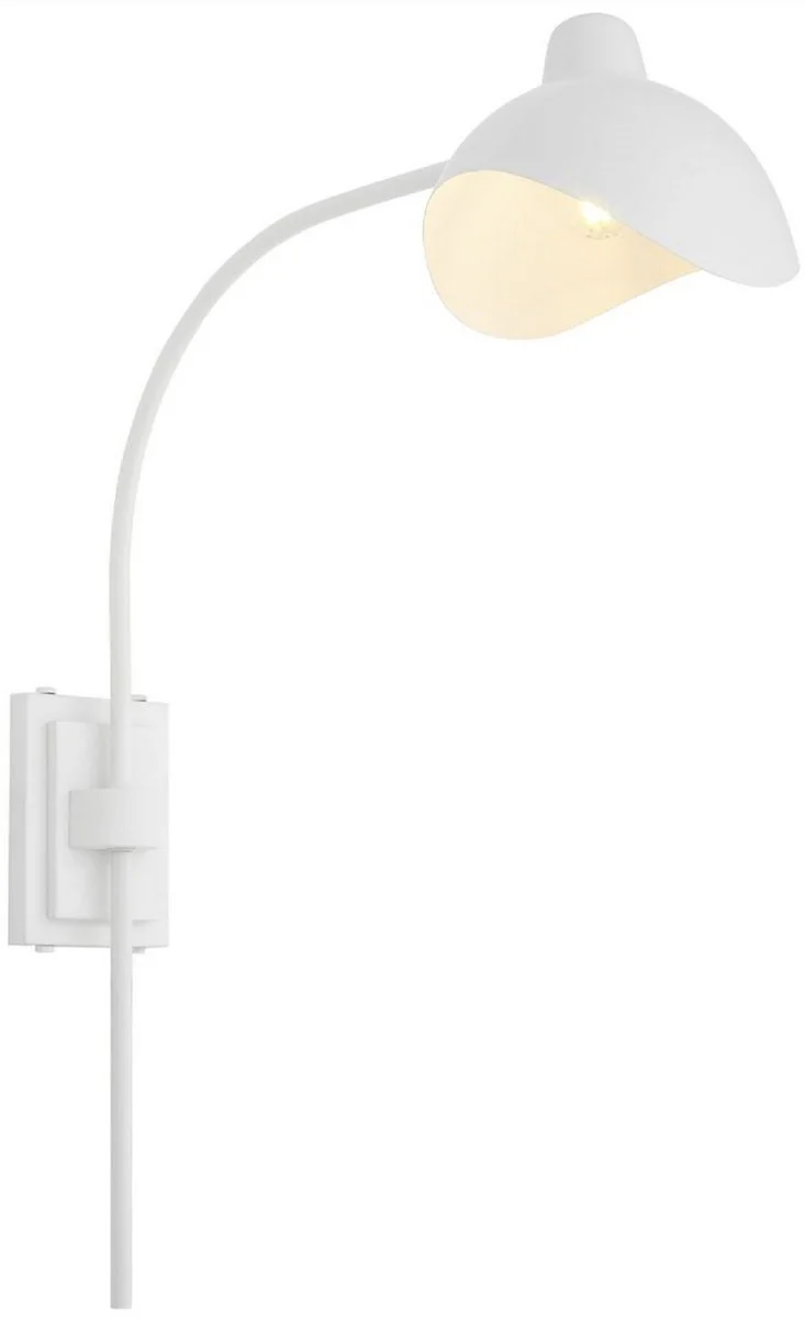 Casa Padrino lámpara de pared de diseño blanco / latón antiguo 19,5 x 67 x A. 70 cm - Lámpara de pared elegante de estilo años 50 - Colección de Lujo