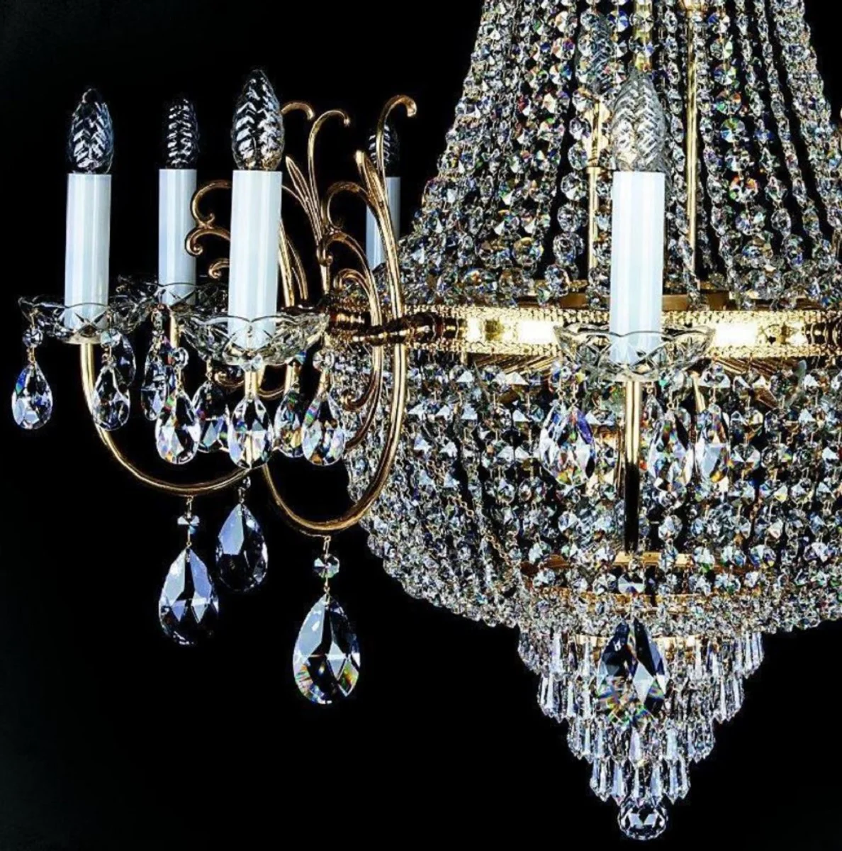 Casa Padrino araña de luces de cristal barroco de lujo oro Ø 100 x A. 105 cm - Magnífica lámpara de araña de latón con cristal de Bohemia - Noble & Magnificent